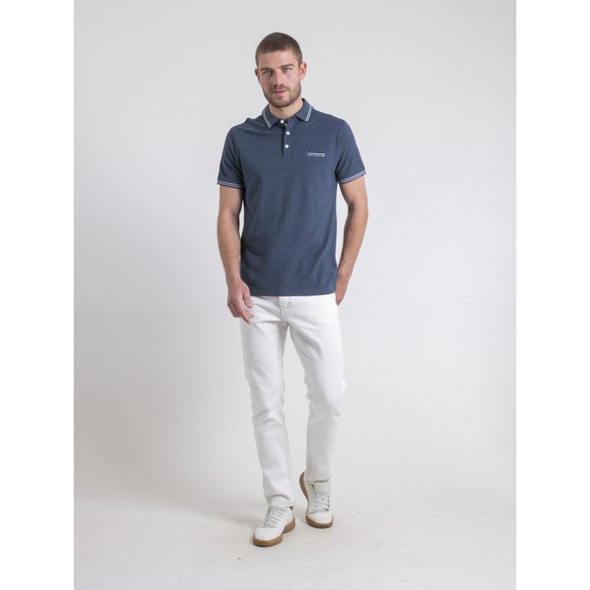 Polo Manches Courtes Pur Coton Pigustave bleu marine, RITCHIE