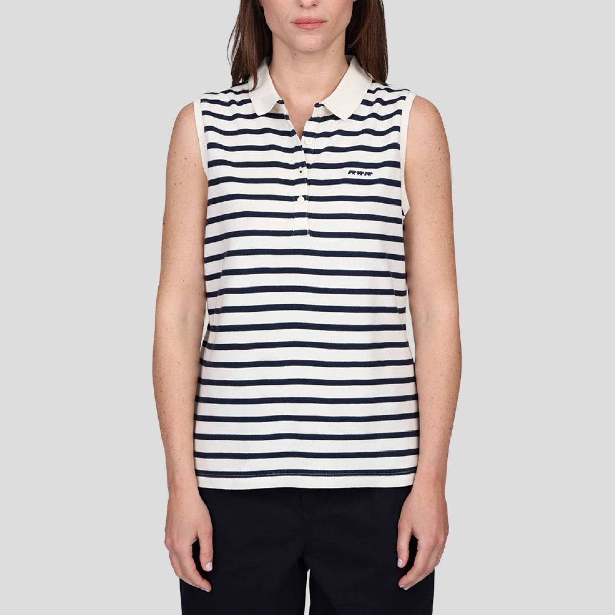 Polo sans manches bleu marine, MISE AU GREEN