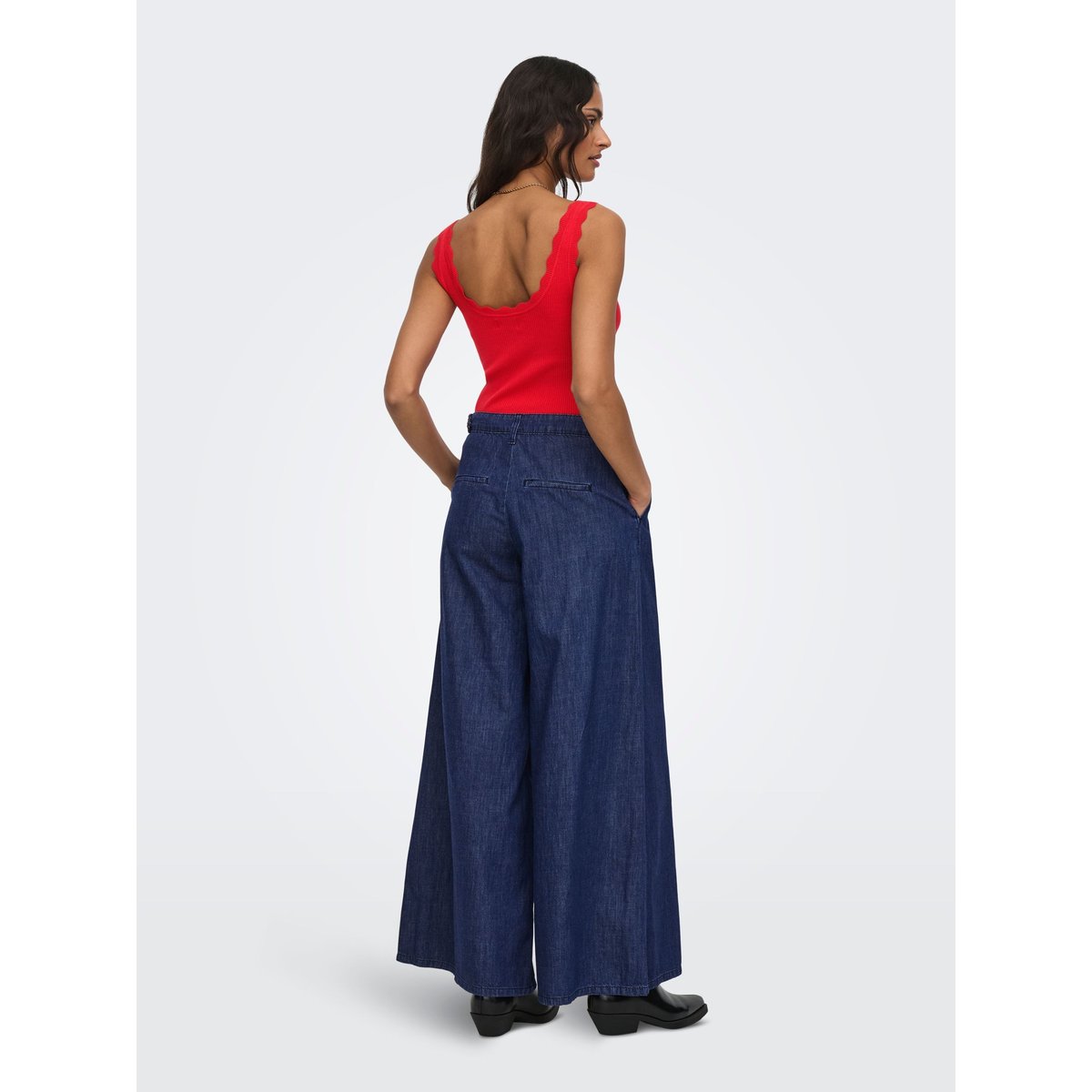 Jean À Jambe Large dark blue denim, ONLY