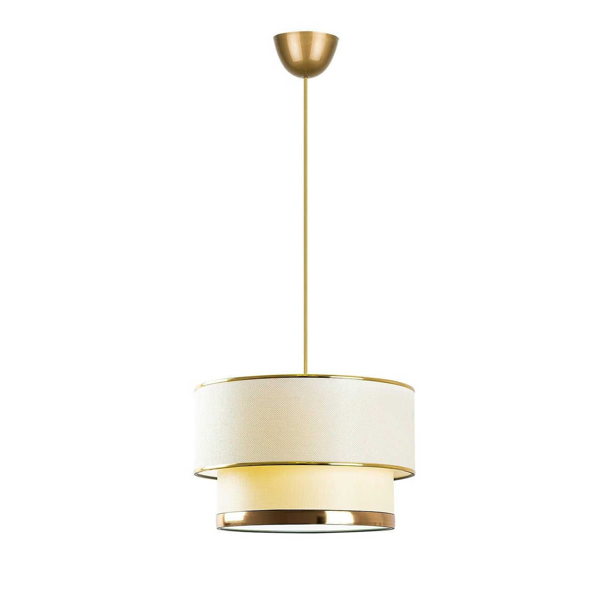 Suspension moderne - abat-jour en tissu ZURICH crème / or, PIER IMPORT