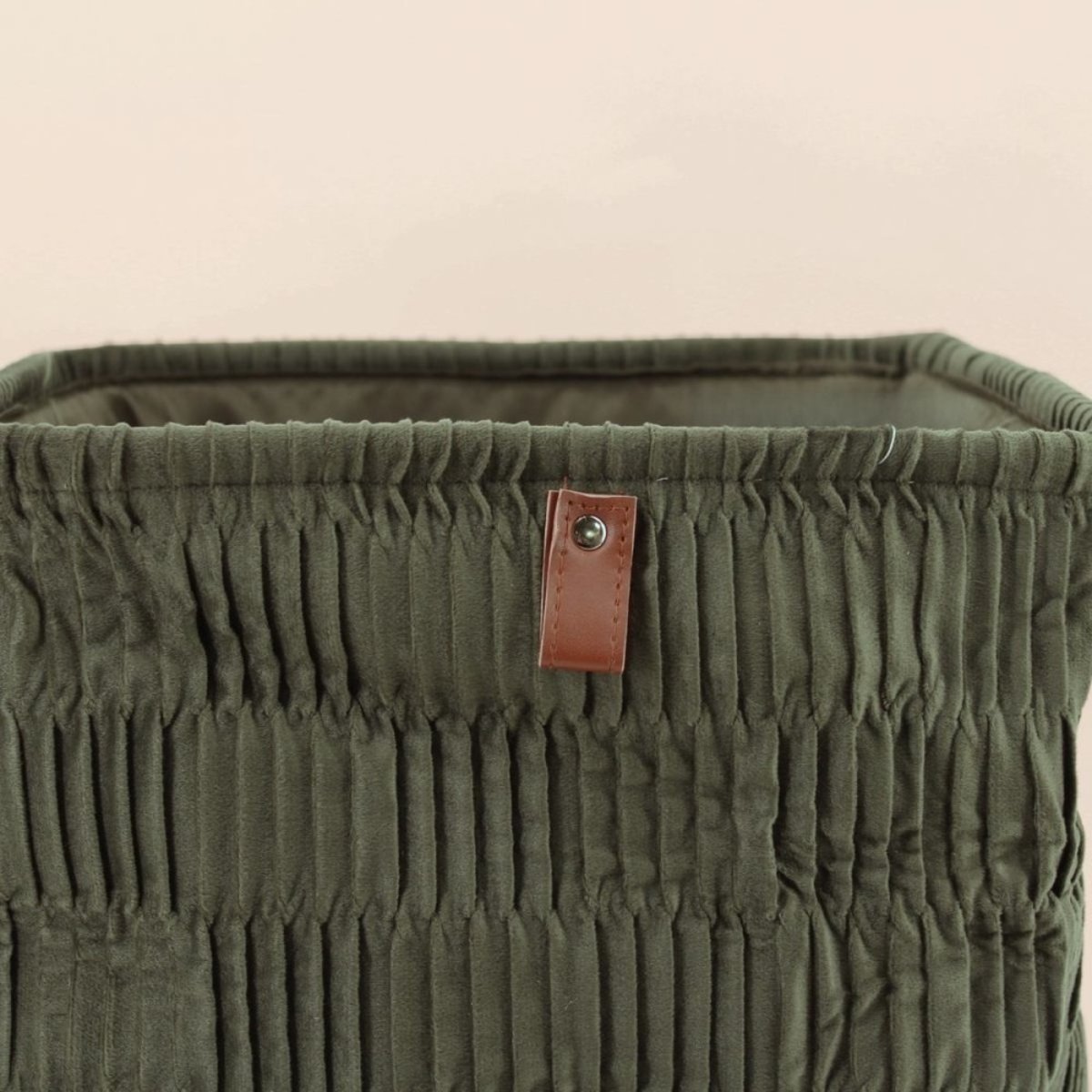 Cube de rangement en velours plissé vert 31x31x31cm vert, ORNAMI