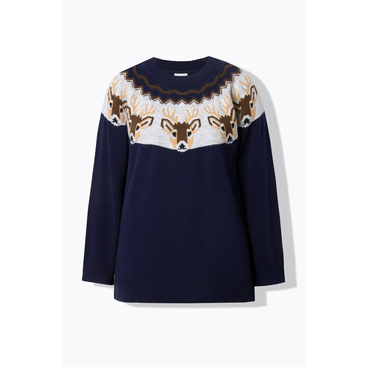 Pull norvégien, motif rennes marine, ULLA POPKEN
