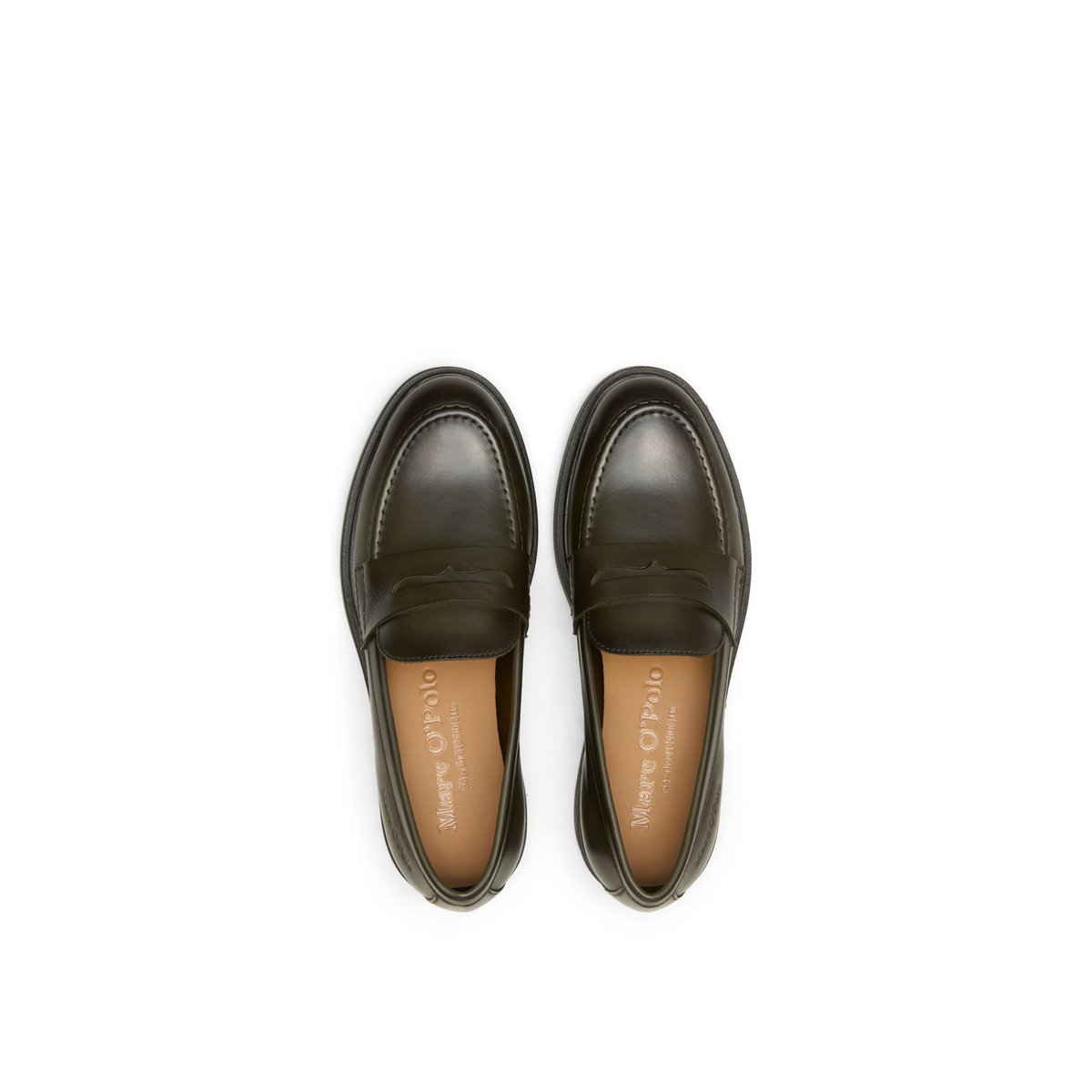 Penny-Loafer en cuir de mouton noble dunkelgrün, MARC O'POLO