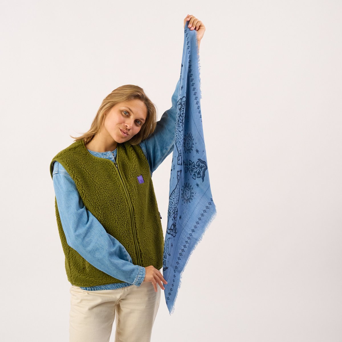 Petit foulard en laine SACHA bleu, BILLYBELT