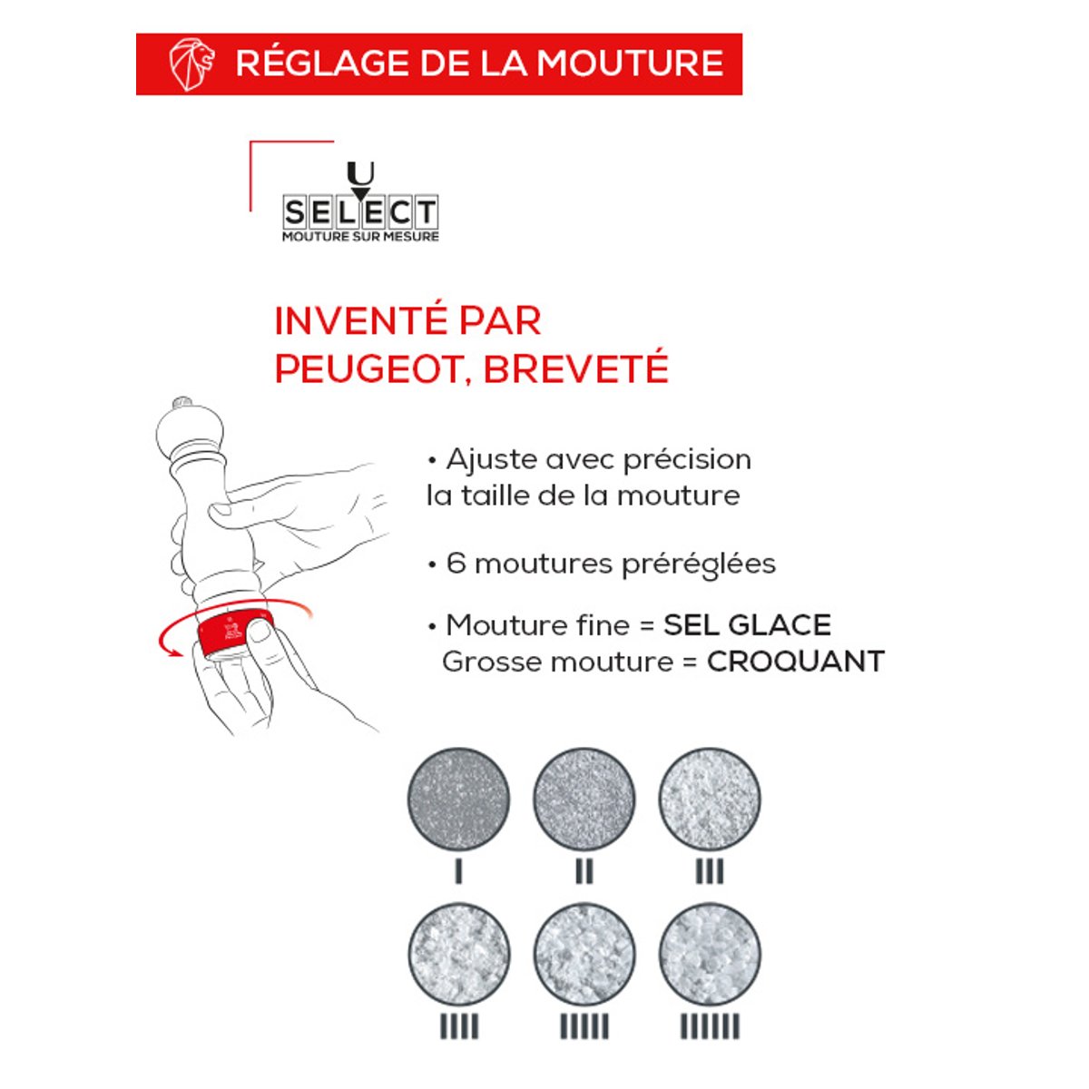 Moulin à sel électrique rechargeable alu, PEUGEOT