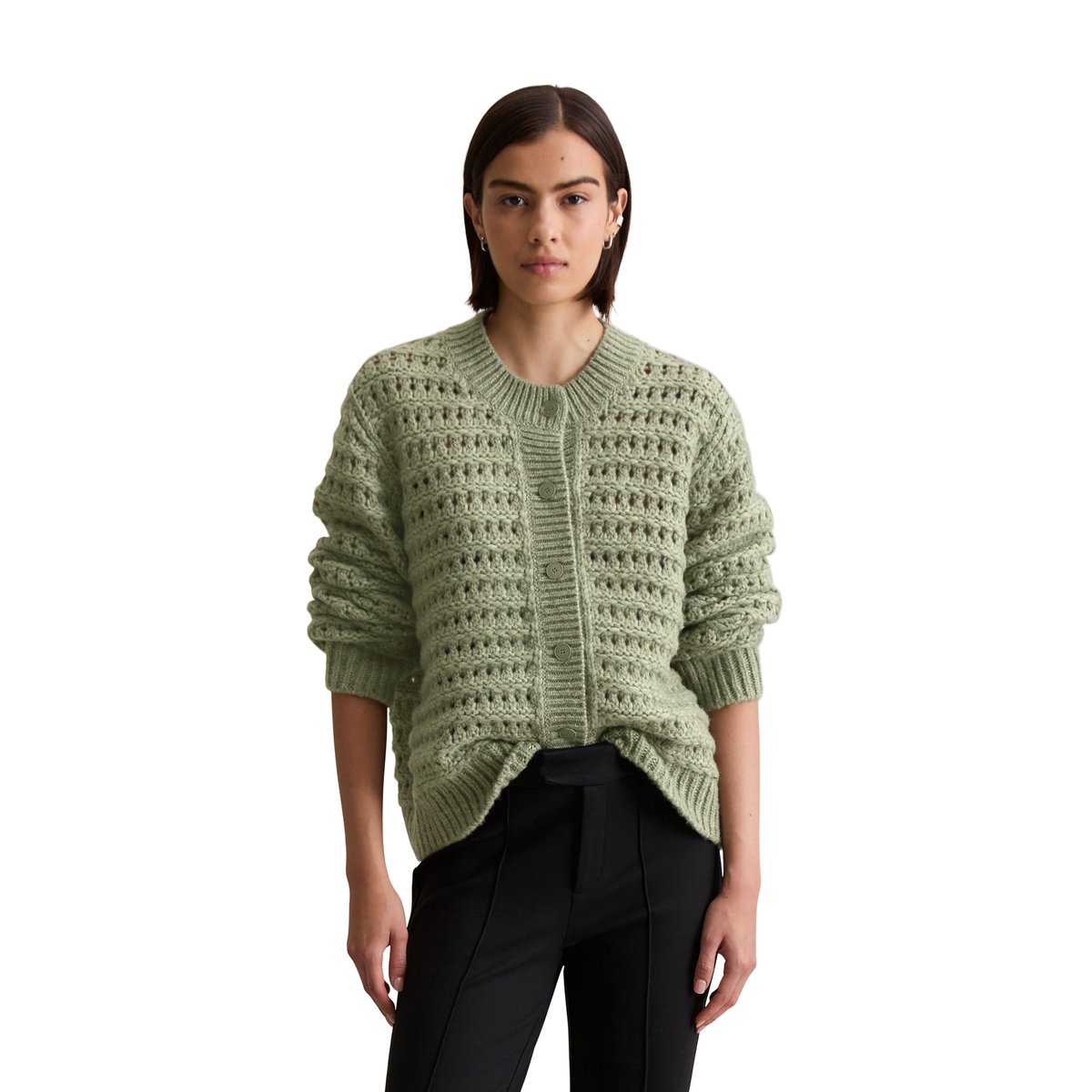 Cardigan regular en doux mélange de laine vierge gris, MARC O’POLO DENIM