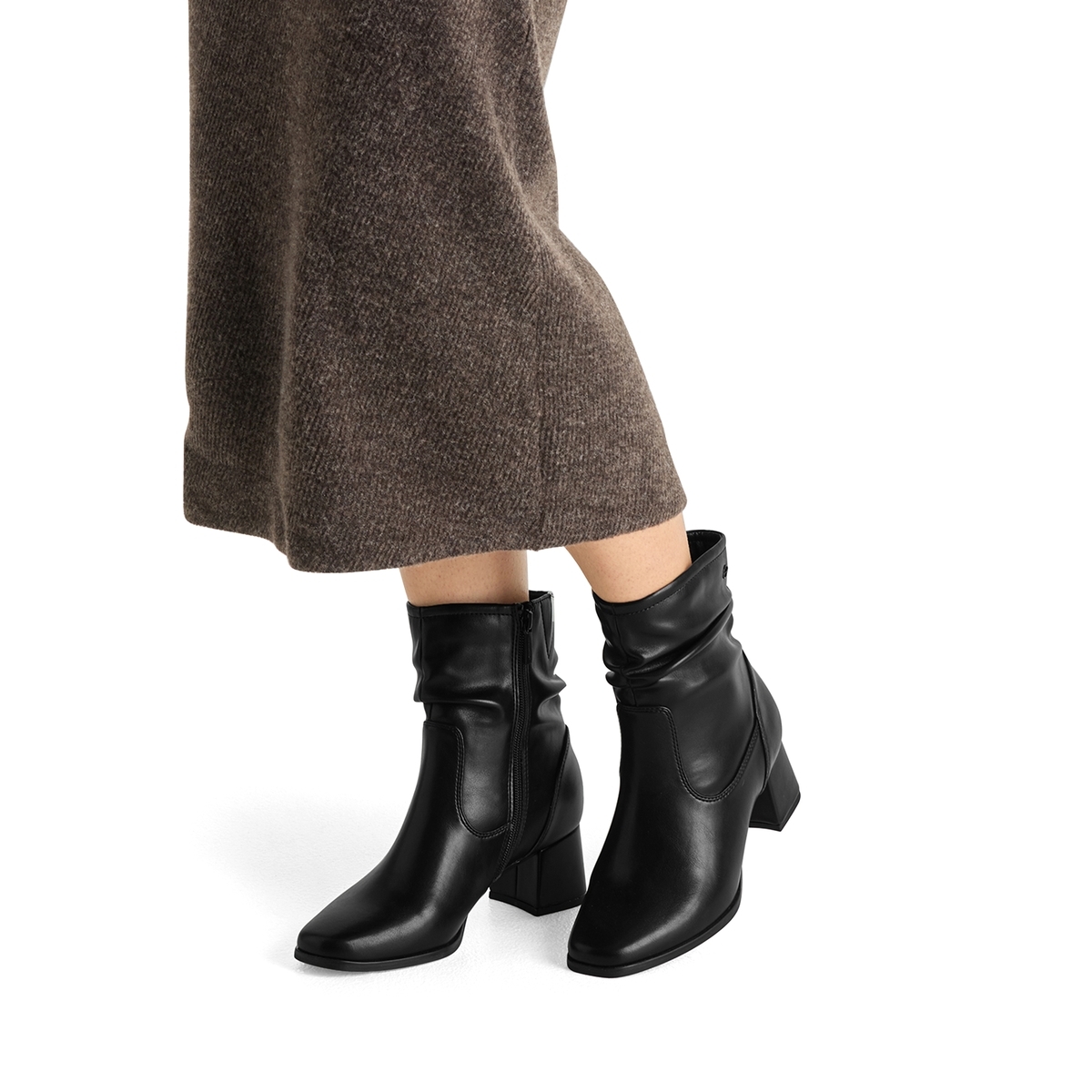 Bottine talon bloc noir nappa, TAMARIS