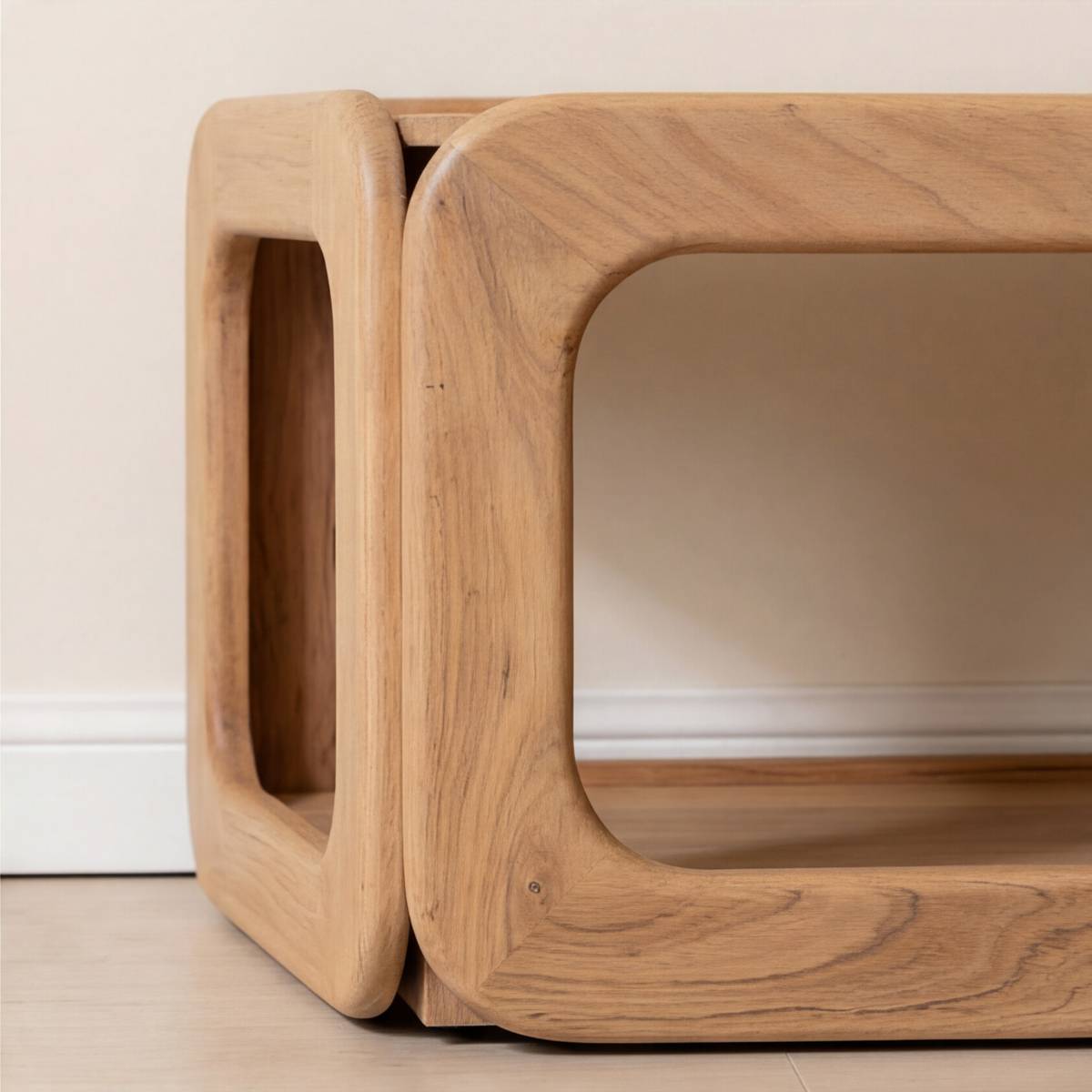 Meuble TV en bois d'acacia 160cm TRINITE bois clair, MADE IN MEUBLES 