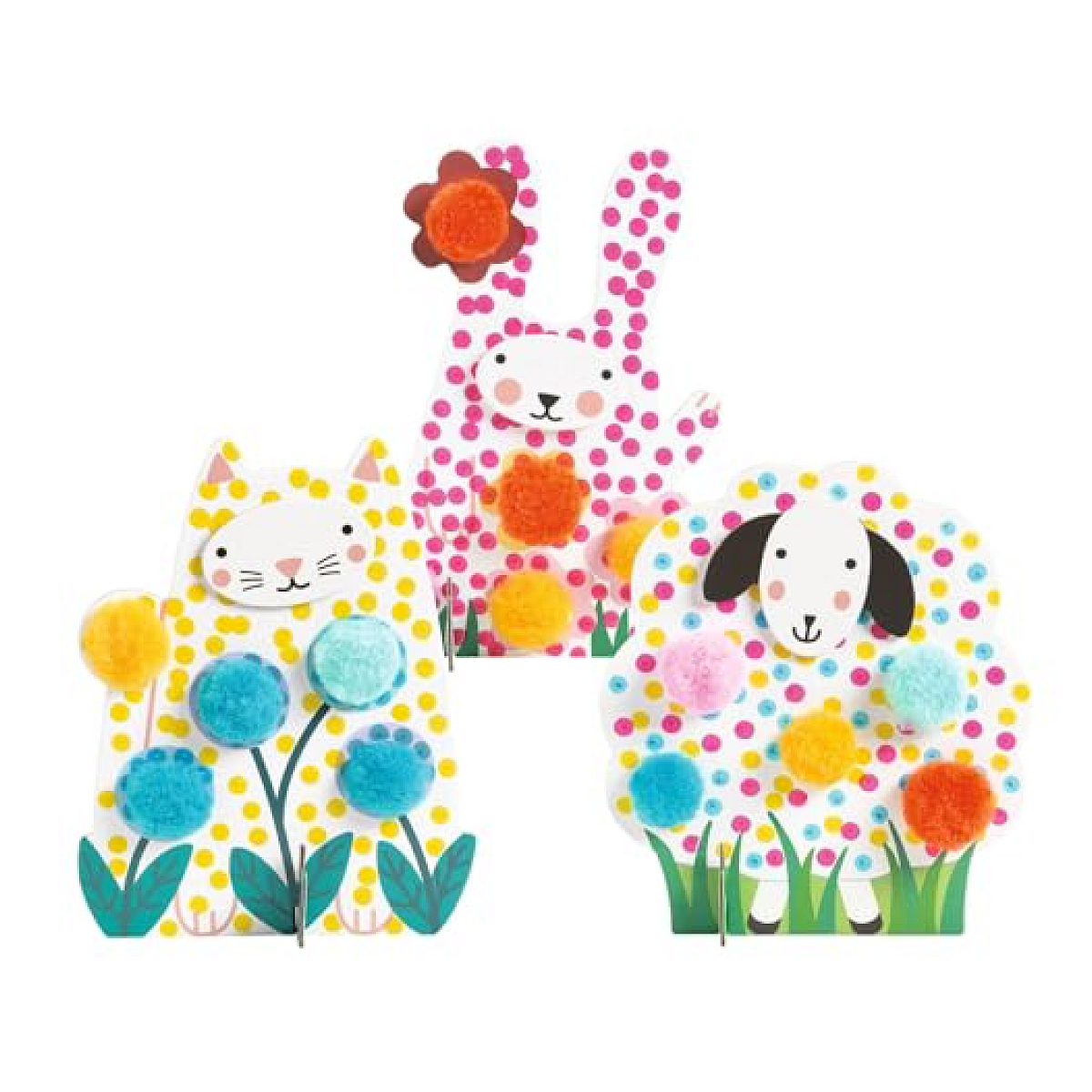 COLORIAGES POUR LES PETITS - Des Points et des pompons - Dans l'herbe couleur unique, DJECO