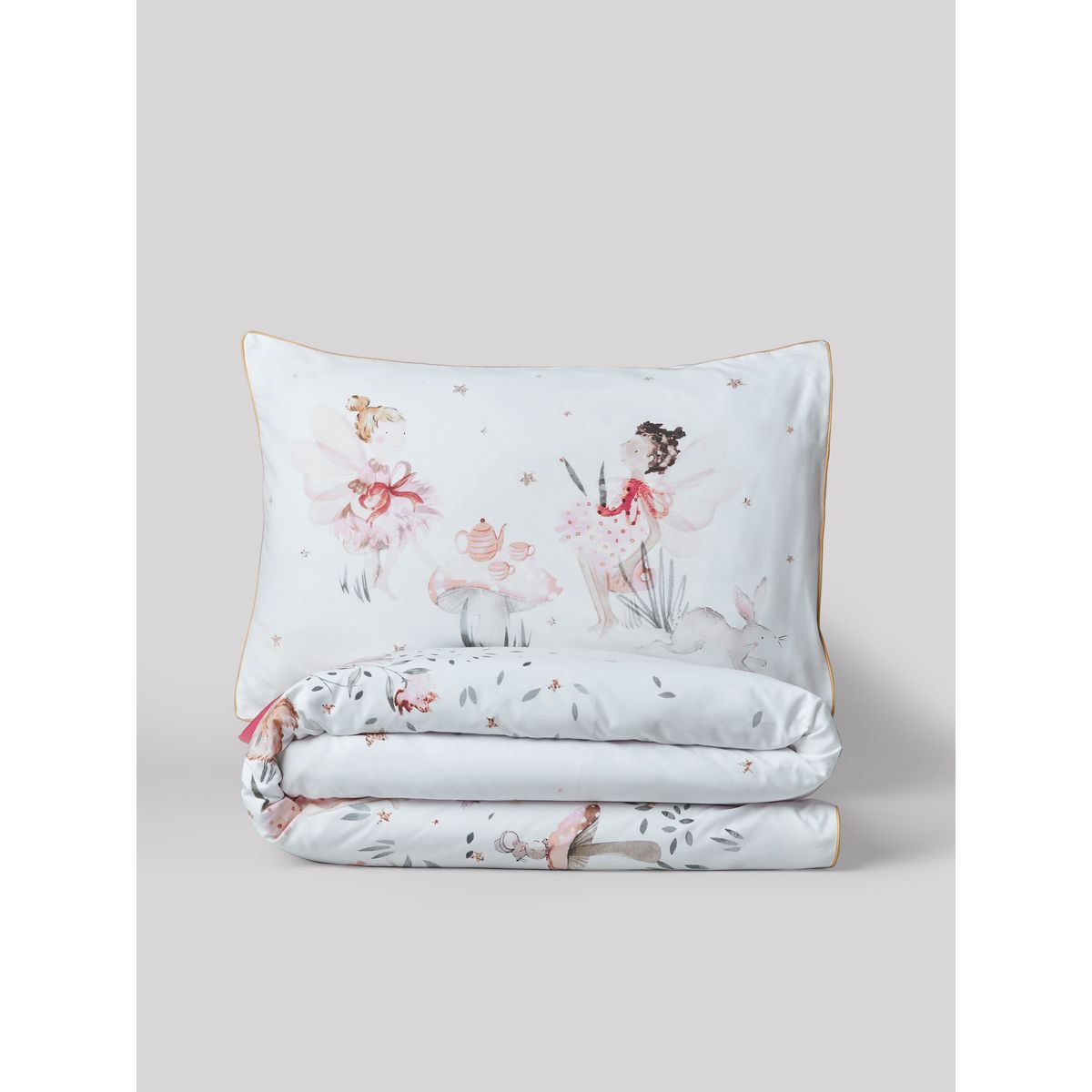 Parure de lit imprimée en polycoton forêt des fées blanches, NEXT