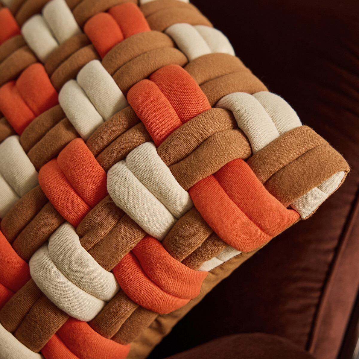MADE.COM Morven Cotton Jersey Feather Filled Cushion caramel             , MADE