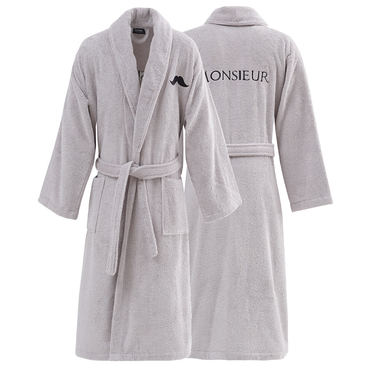 Peignoir brodé col châle 420 g/m² MADAME pétale, SENSEI MAISON