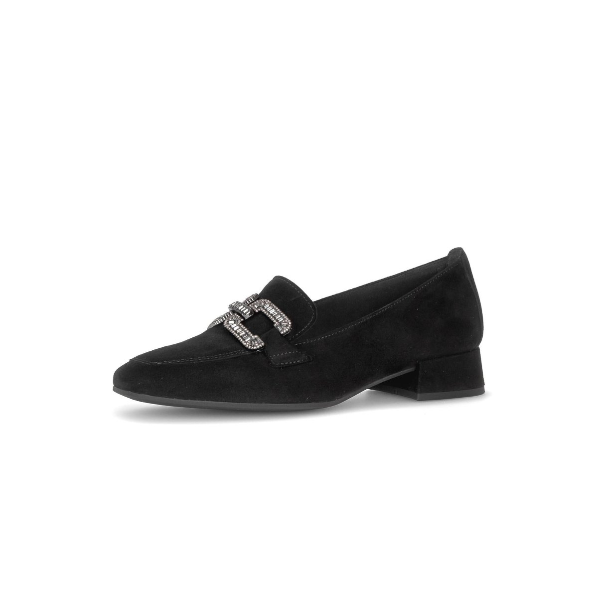 Mocassins en cuir à talon décroché noir velours, GABOR