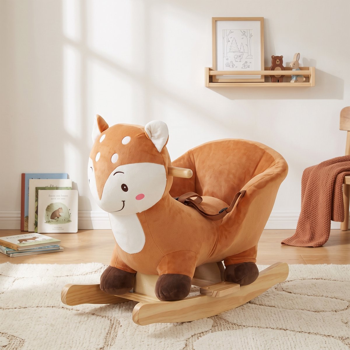 Cheval à bascule pour enfants Peluche Marron marron, blanc, brun foncé, AIYAPLAY