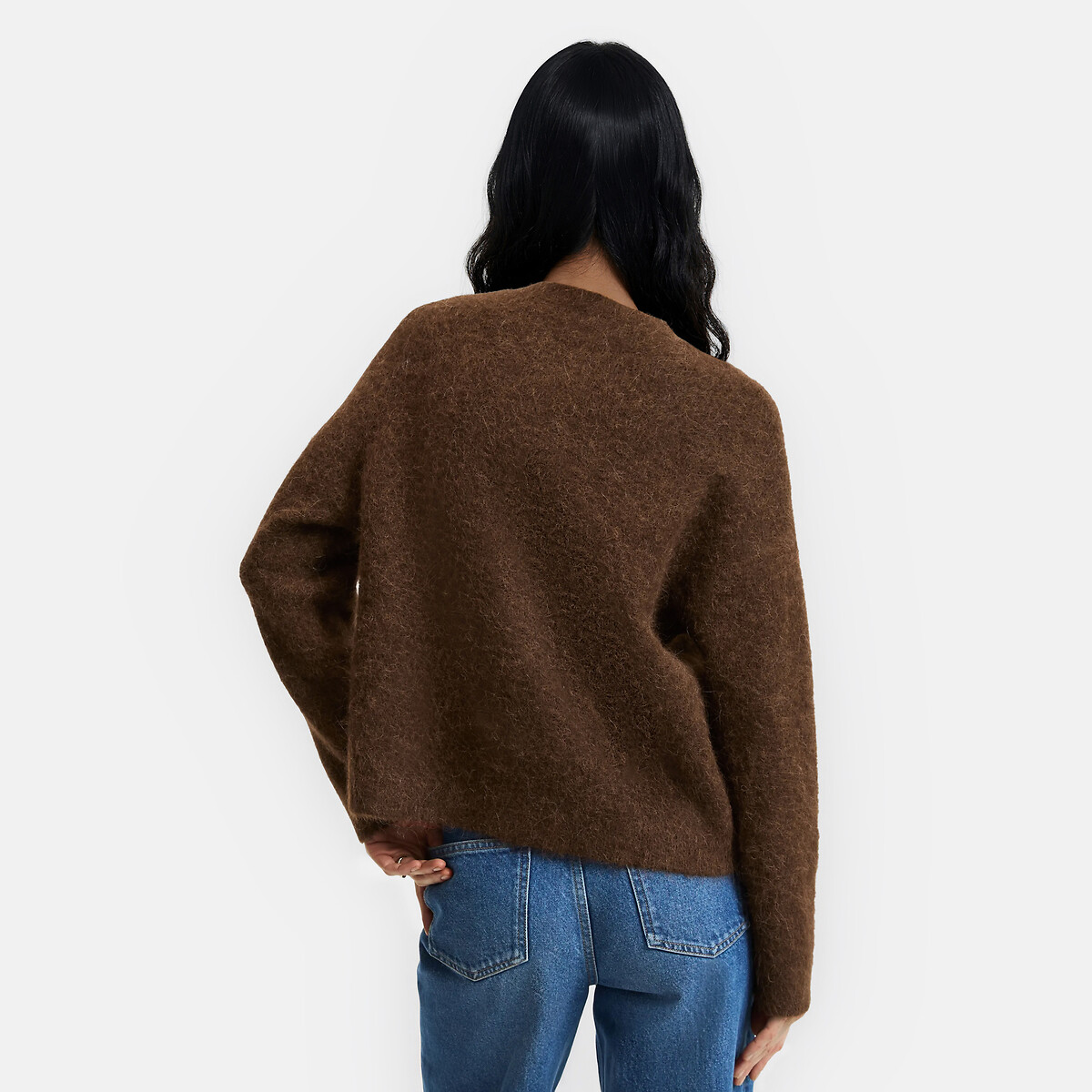 Cardigan en alpaga brossé mélangé, Signature JANY marron, LA REDOUTE COLLECTIONS