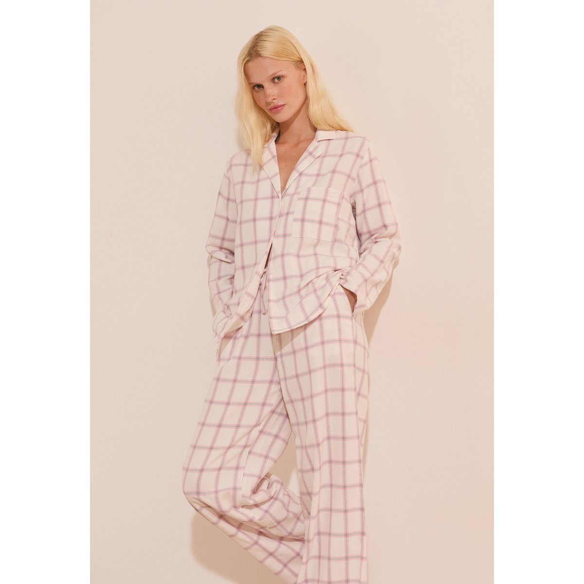 Pantalon de pyjama à carreaux en coton CILENA rose, ETAM