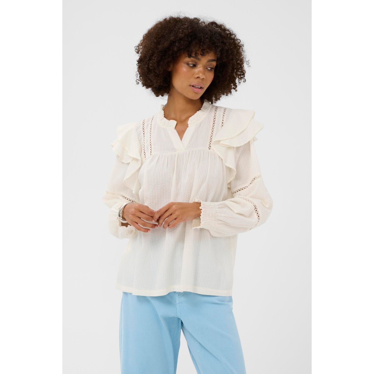 Blouse à manches longues blanc spring gardenia, CULTURE