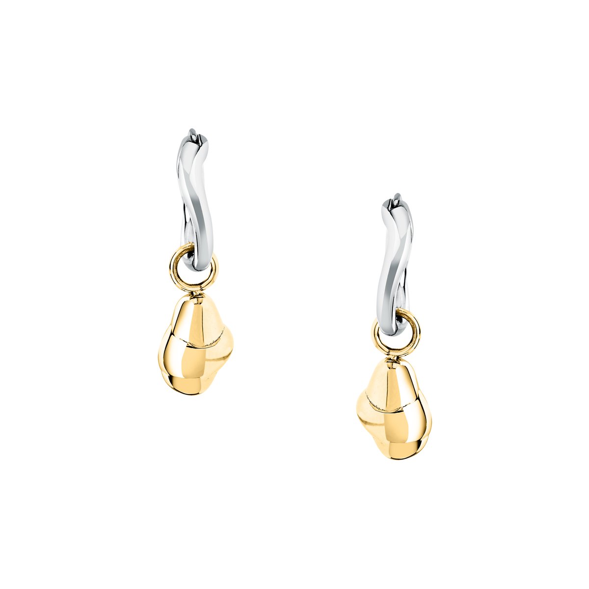 Boucles D'Oreilles en acier, cristaux, T-DESIGN argent, or jaune, TRUSSARDI