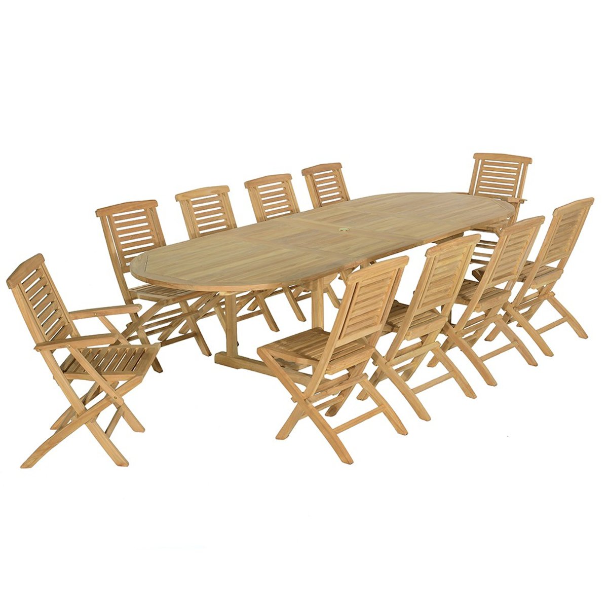 Salon de jardin teck massif Khania, 10 places naturel, TECK ATTITUDE
