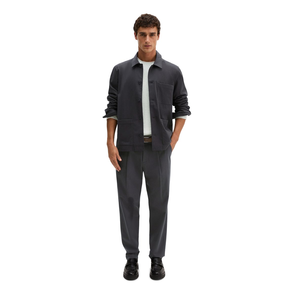 Surchemise en mélange de coton bio et de laine vierge gris, MARC O'POLO