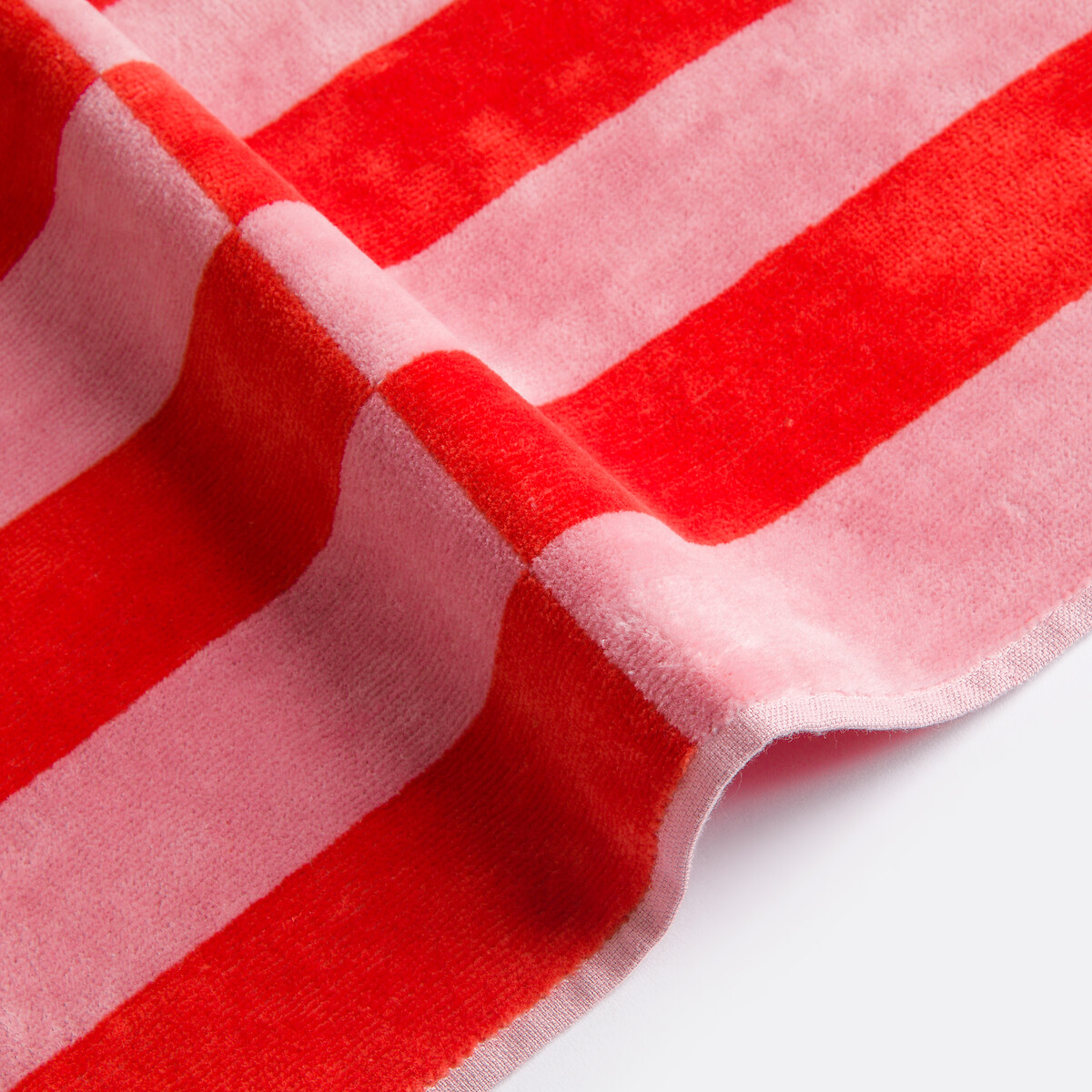 Maxi drap de bain éponge velours,Tabaka rose/rouge, LA REDOUTE INTERIEURS