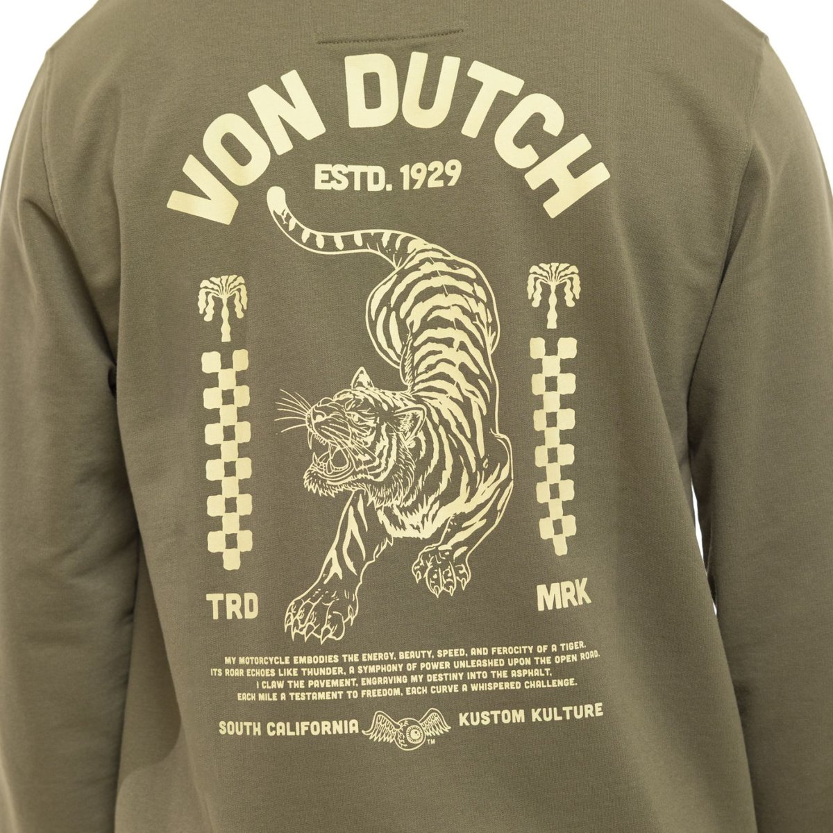 Sweatshirt crewneck CURVE kaki/beige, VON DUTCH