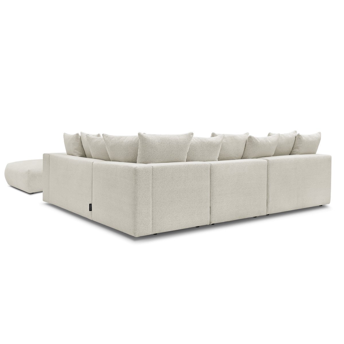 Canapé modulable 6 places en tissu chiné avec pouf, VOLTAIRE blanc, BOBOCHIC