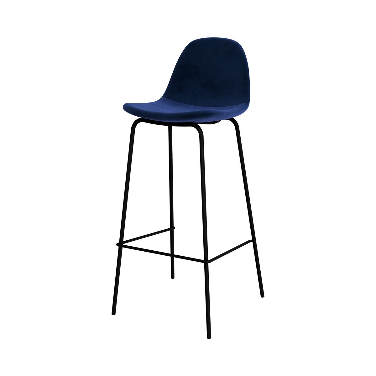 Lot de 2 chaises de bar 75 cm en velours - HENRIK bleu foncé, MAISON PAVANE