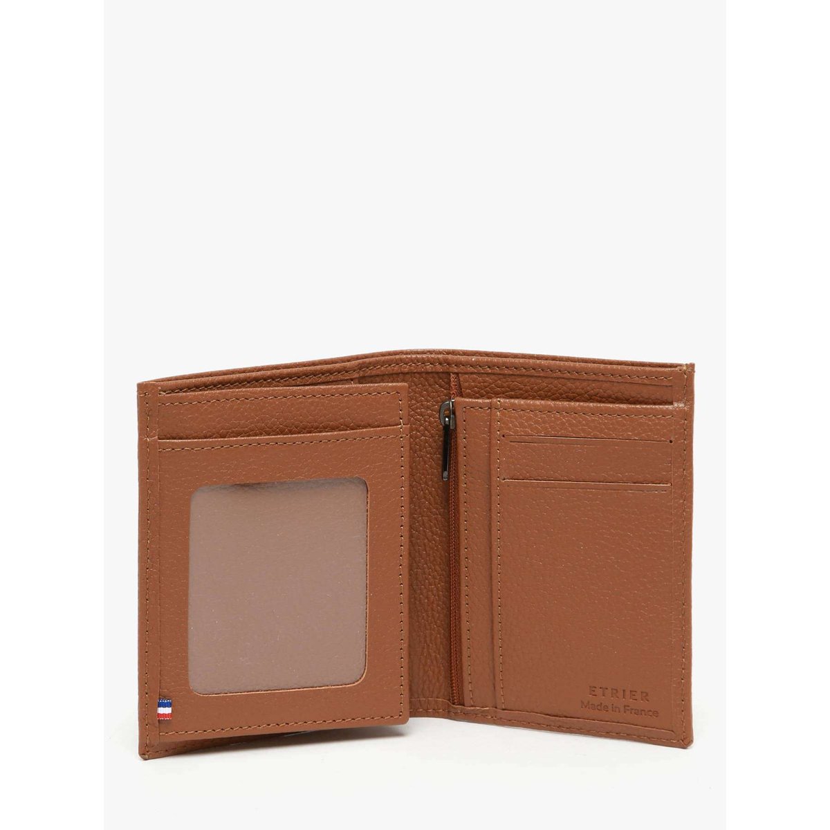 Portefeuille porte-monnaie Madras cuir camel, ETRIER