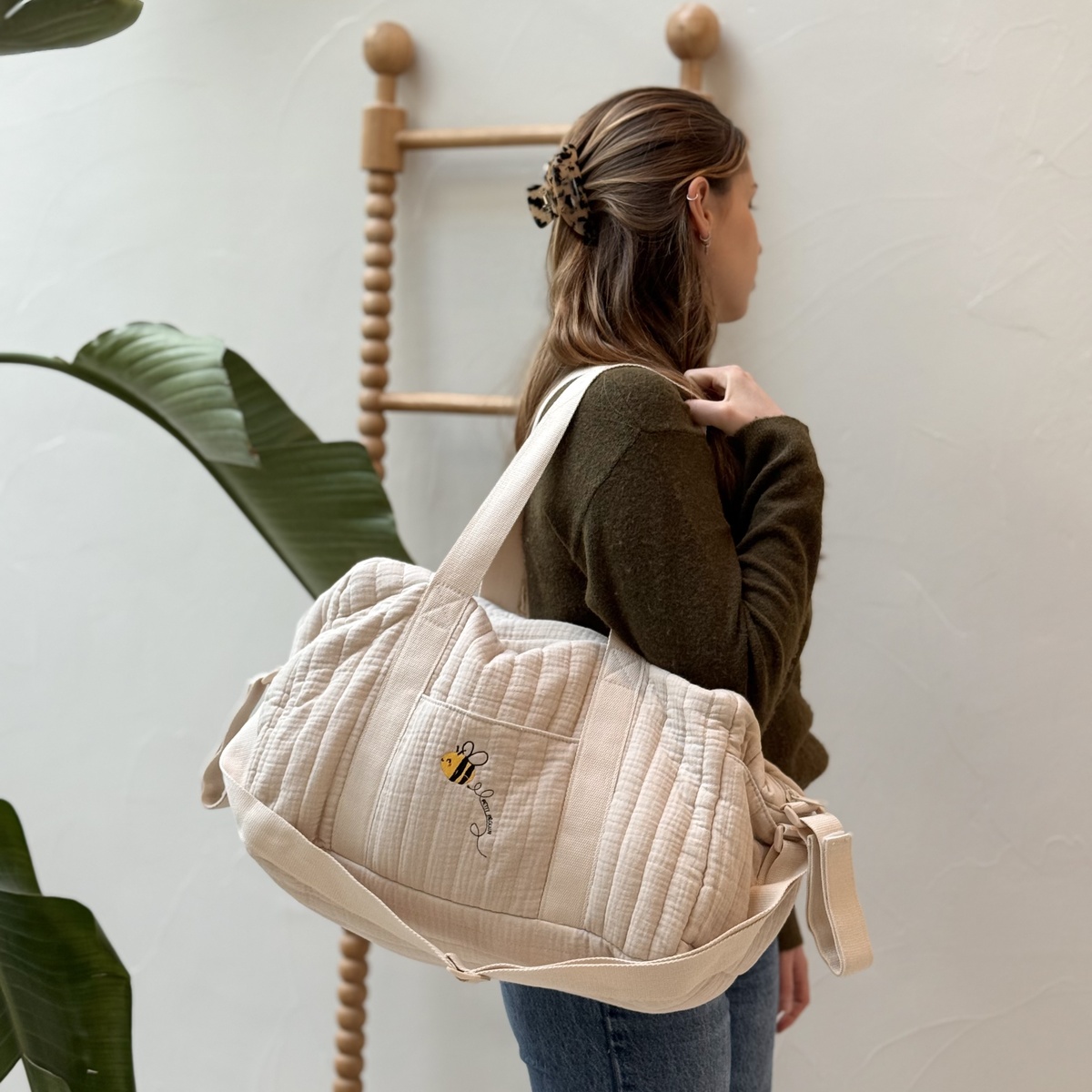 Sac à langer en gaze de coton Eden beige, PETIT BEGUIN