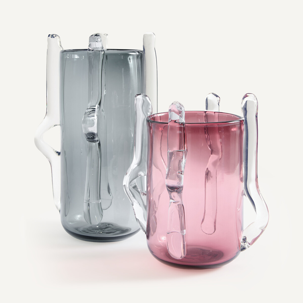 Vaso in vetro soffiato a mano, altezza 36 cm, MALTINTO grigio fumé, AM.PM