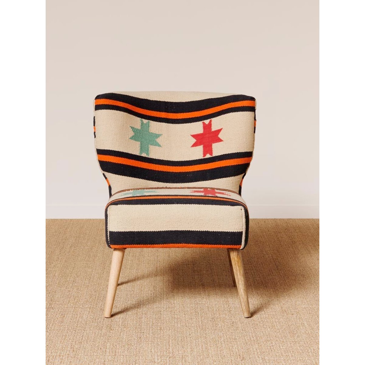 Fauteuil en tissu multicolore CRUZ beige, CHEHOMA