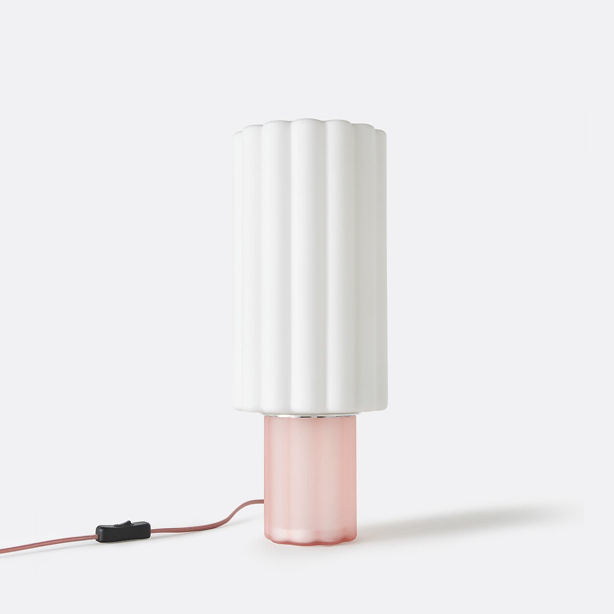 Tafellamp, van gekleurd glas en opaalglas, JUSTYNA roze, LA REDOUTE INTERIEURS