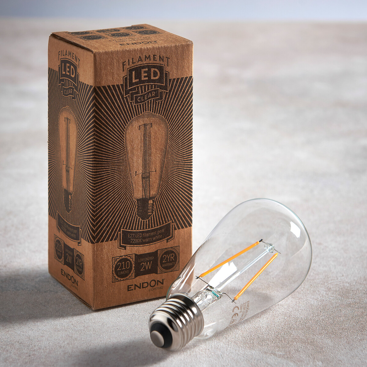 E27 2W LED Filament Pear Bulb in Cool White chrome, ÉDITÉ