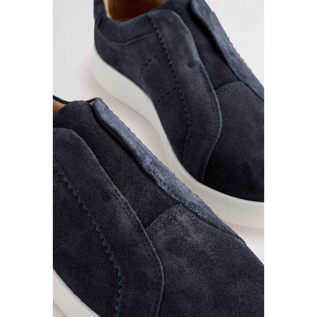 Baskets en cuir haut de gamme sans lacets Signature bleu marine, NEXT