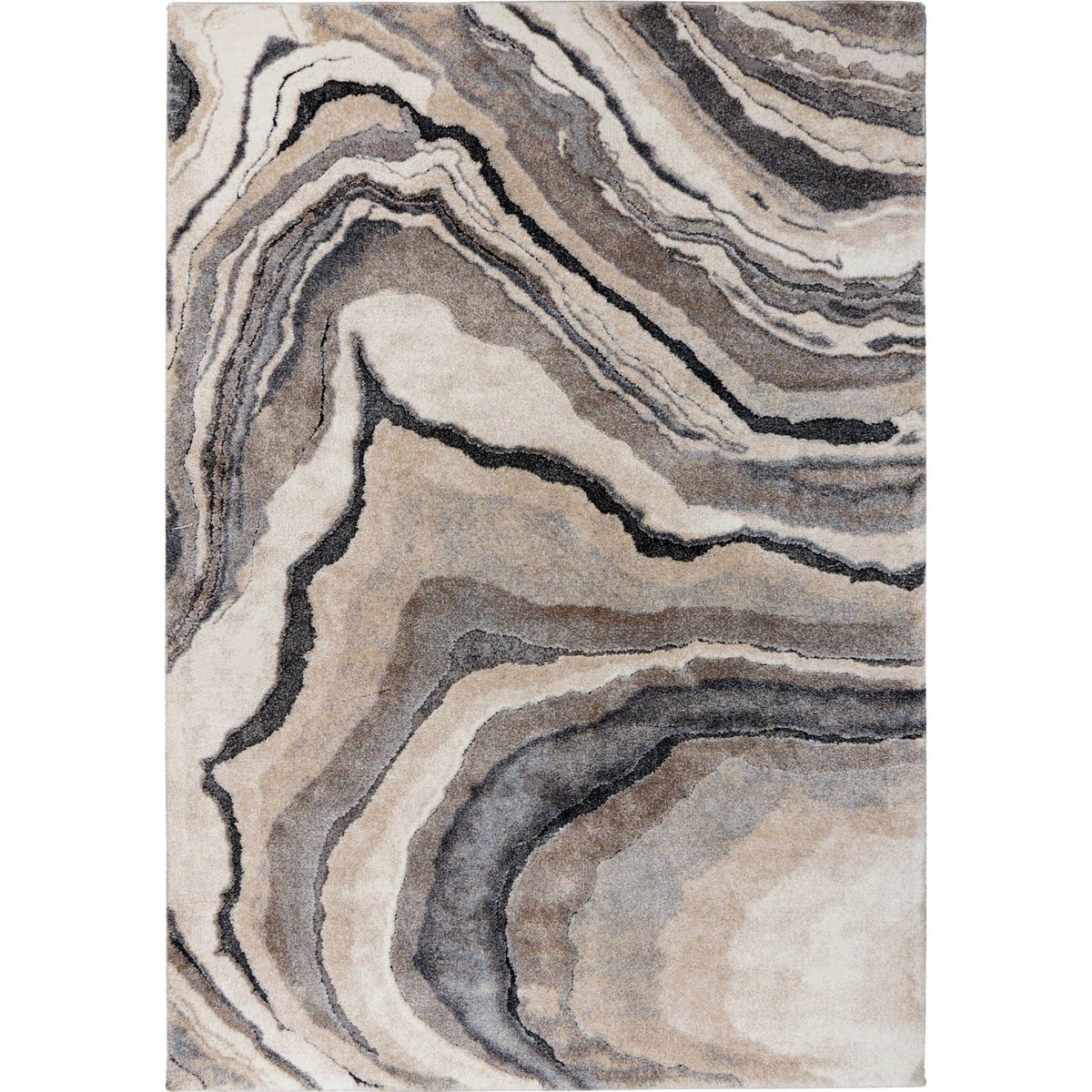 Tapis rectangulaire à poil court motif marbré gris marbré sable et anthracite, ARTE ESPINA