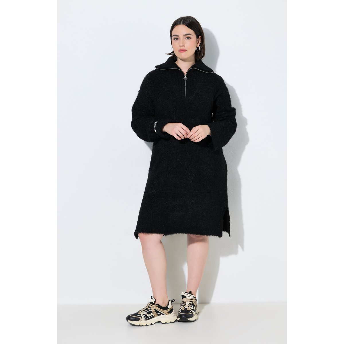 Robe en maille, coupe évasée noir, ULLA POPKEN