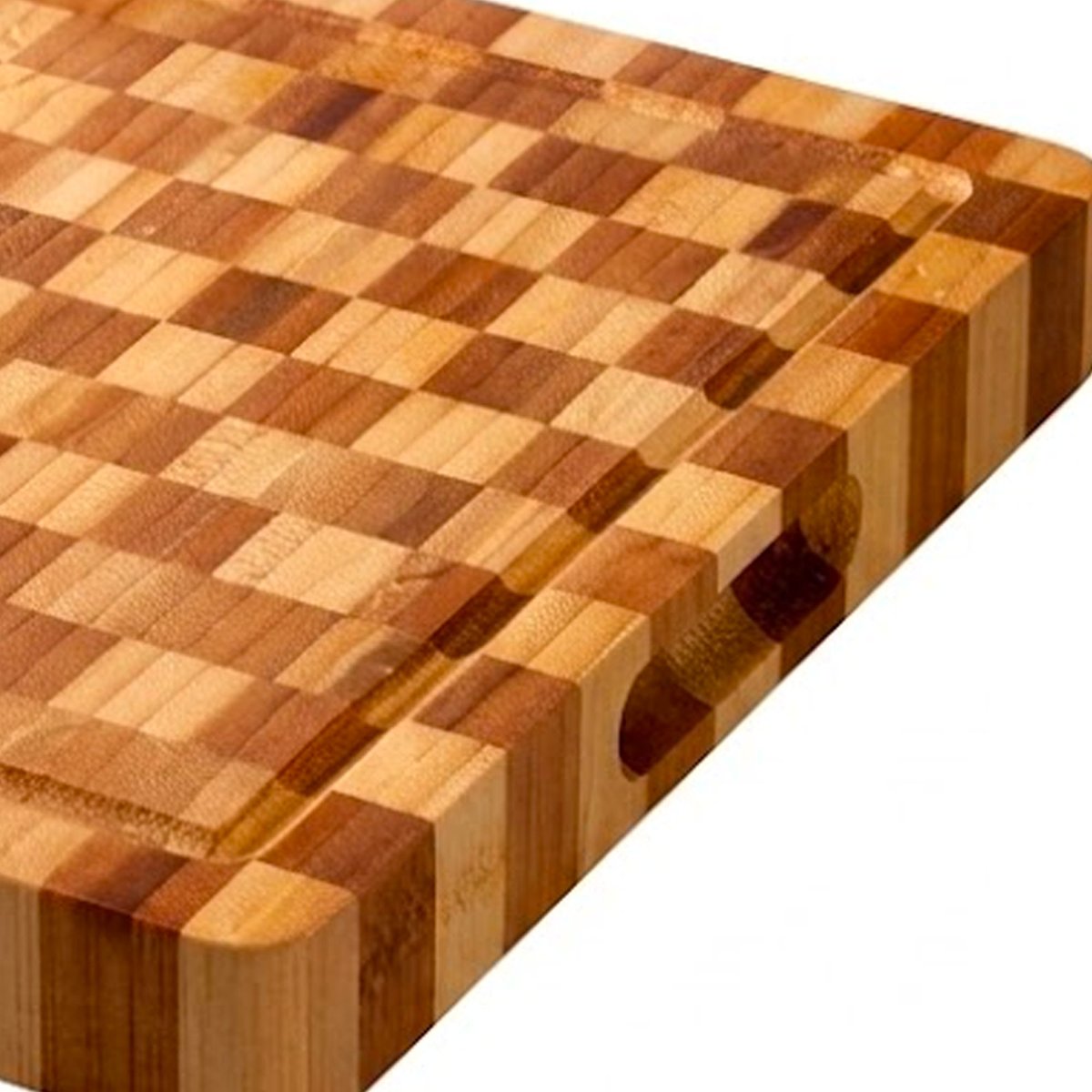 Planche à découper rectangulaire en bambou damier 37.5x28x3.5cm bois, WADIGA