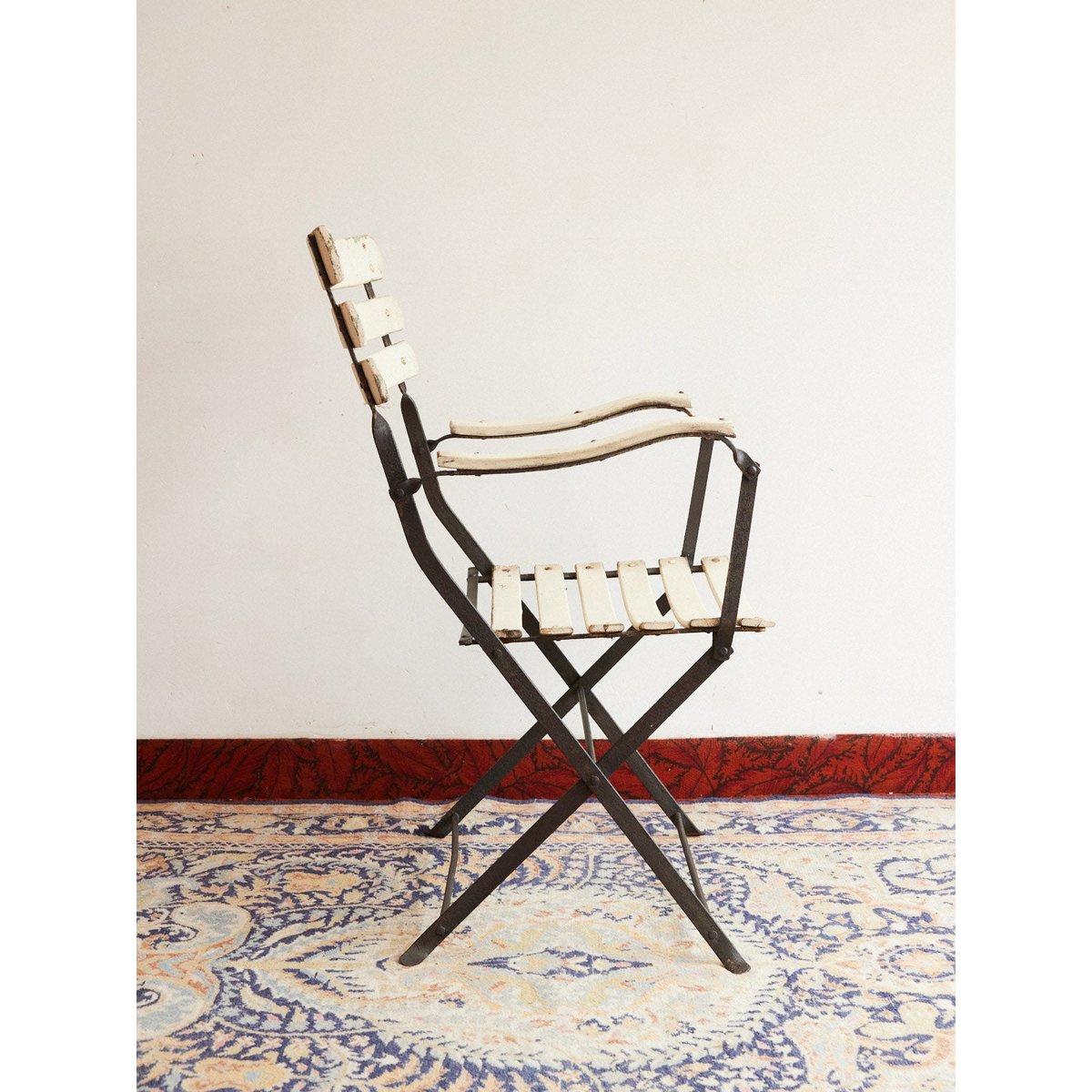 Fauteuil de jardin pliant en bois Ernest N°1625 - Bon état blanc, DEBONGOUT