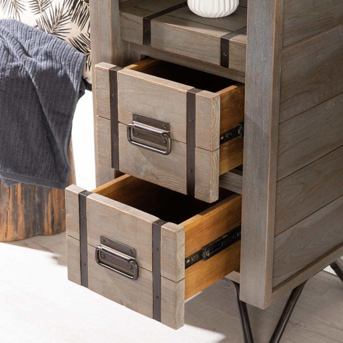 Colonne de en métal et bois rectangle 190 cm LOFT gris, WANDA COLLECTION