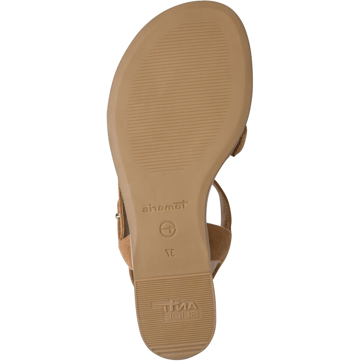 Sandales compensées en cuir tan, TAMARIS