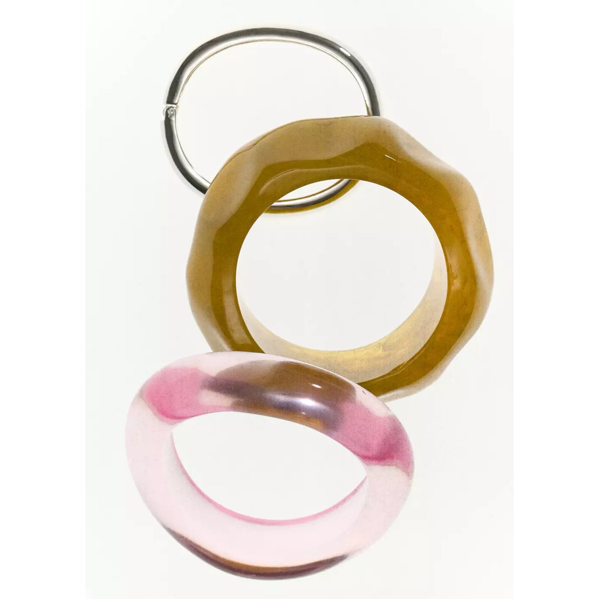 Lot de 3 bracelets au design irrégulier argent, MANGO