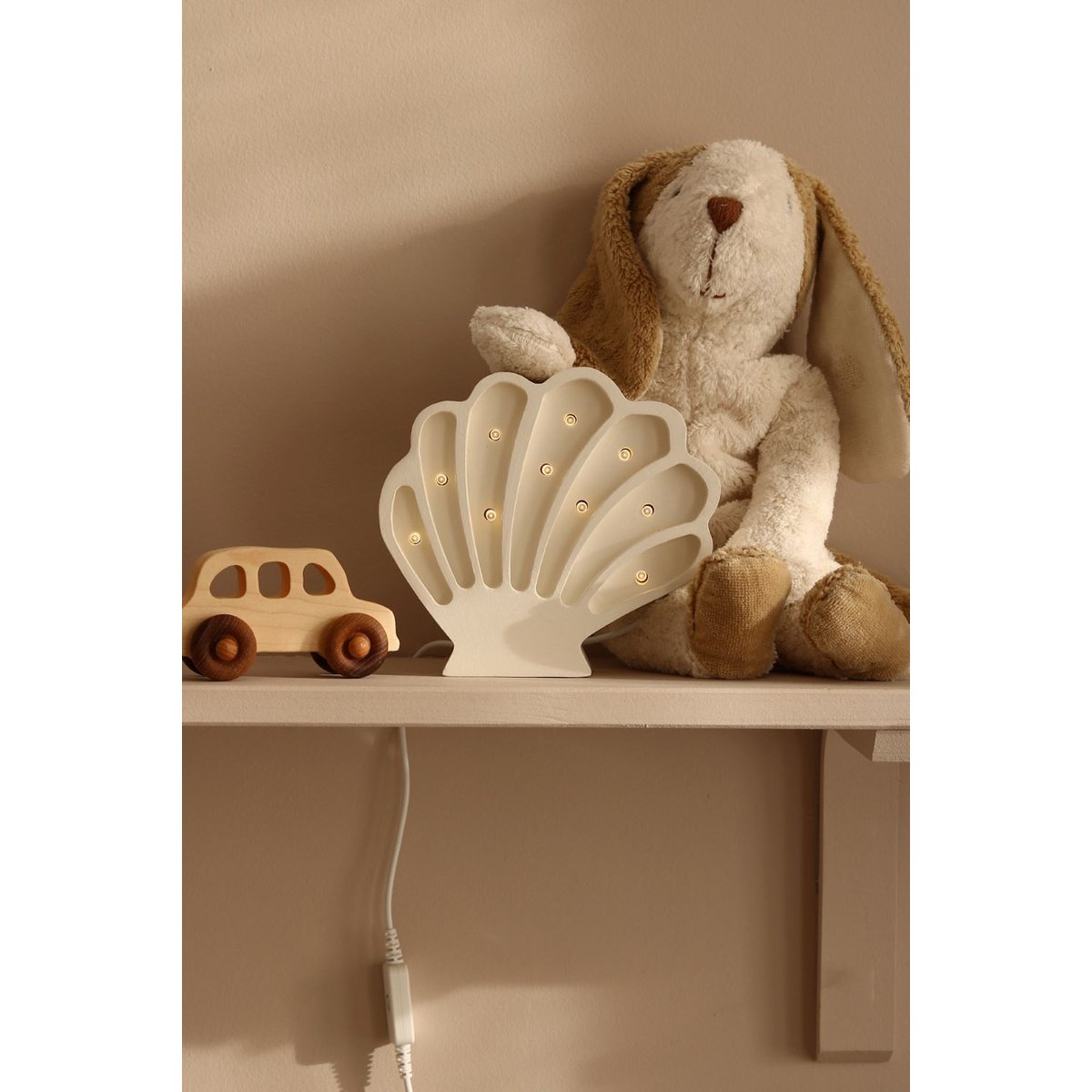 Lampe Veilleuse Coquillage Bois côtier blanc, LITTLE LIGHTS