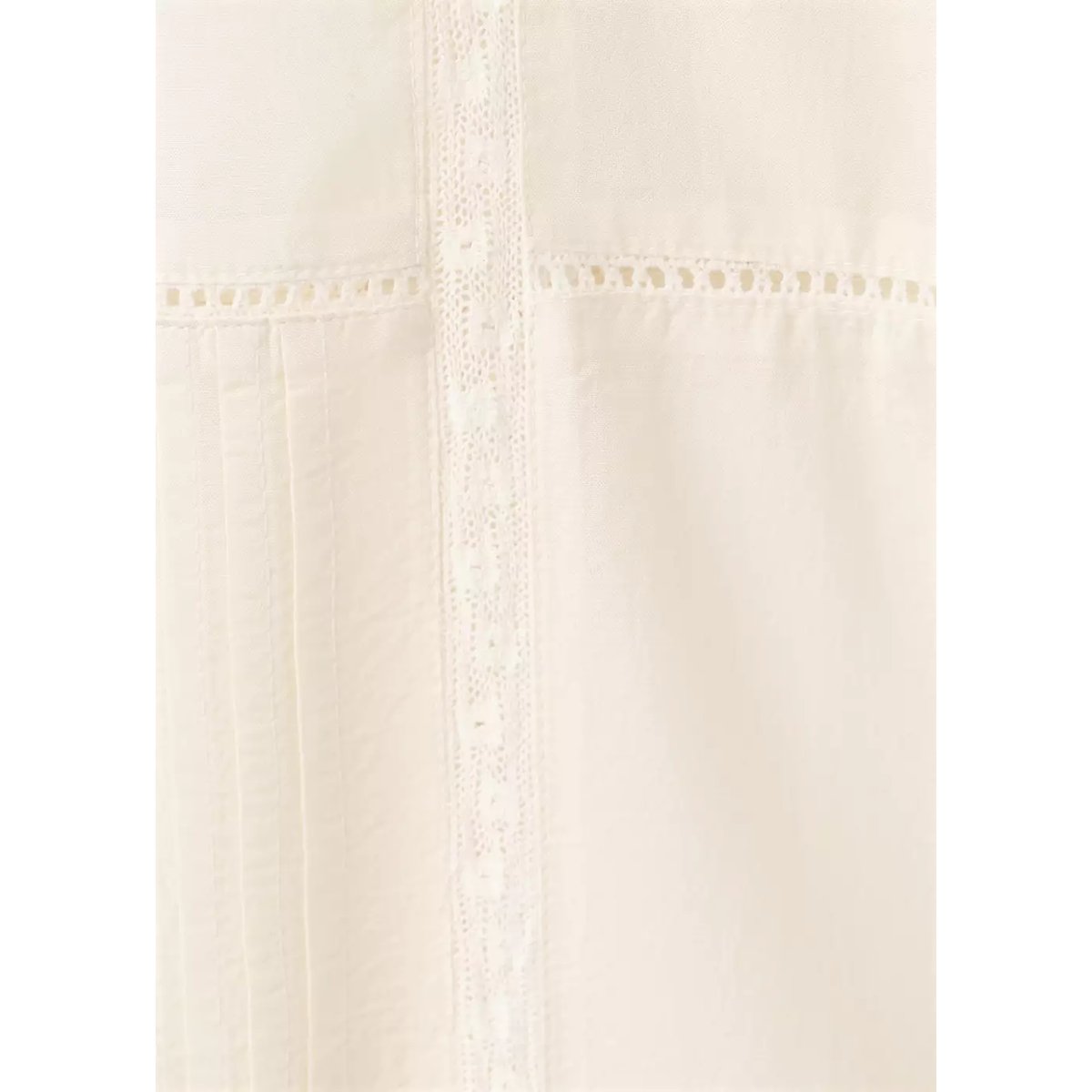 Pantalon de pyjama en coton avec dentelle plis nervurés vanille, MANGO