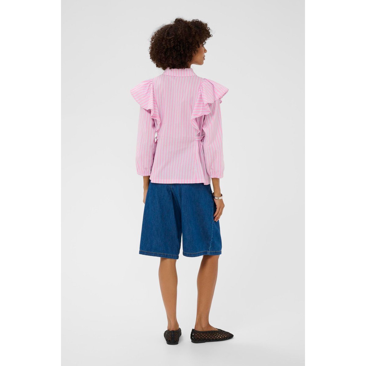 Blouse à manches courtes rose pink stripe, CULTURE