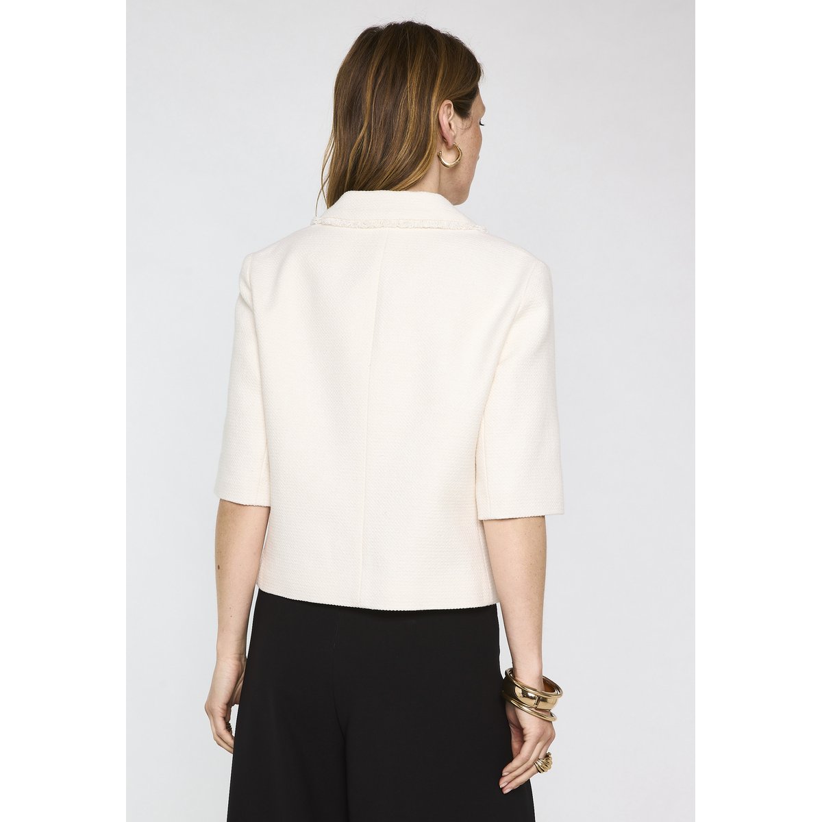 Veste de tailleur tweed en coton mélangé VALENCE ecru, Maison 123