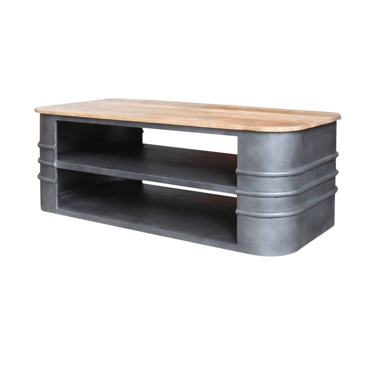 Table basse en métal ovale LOCKER gris, MADE IN MEUBLES 