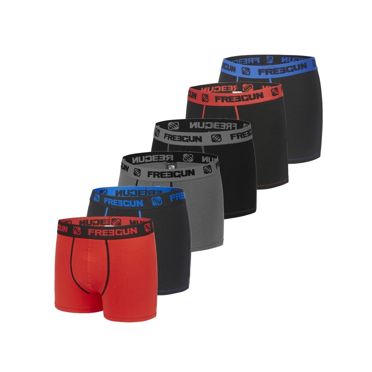 Boxers coton uni lot de 6 noir rouge bleu blanc Freegun La Redoute