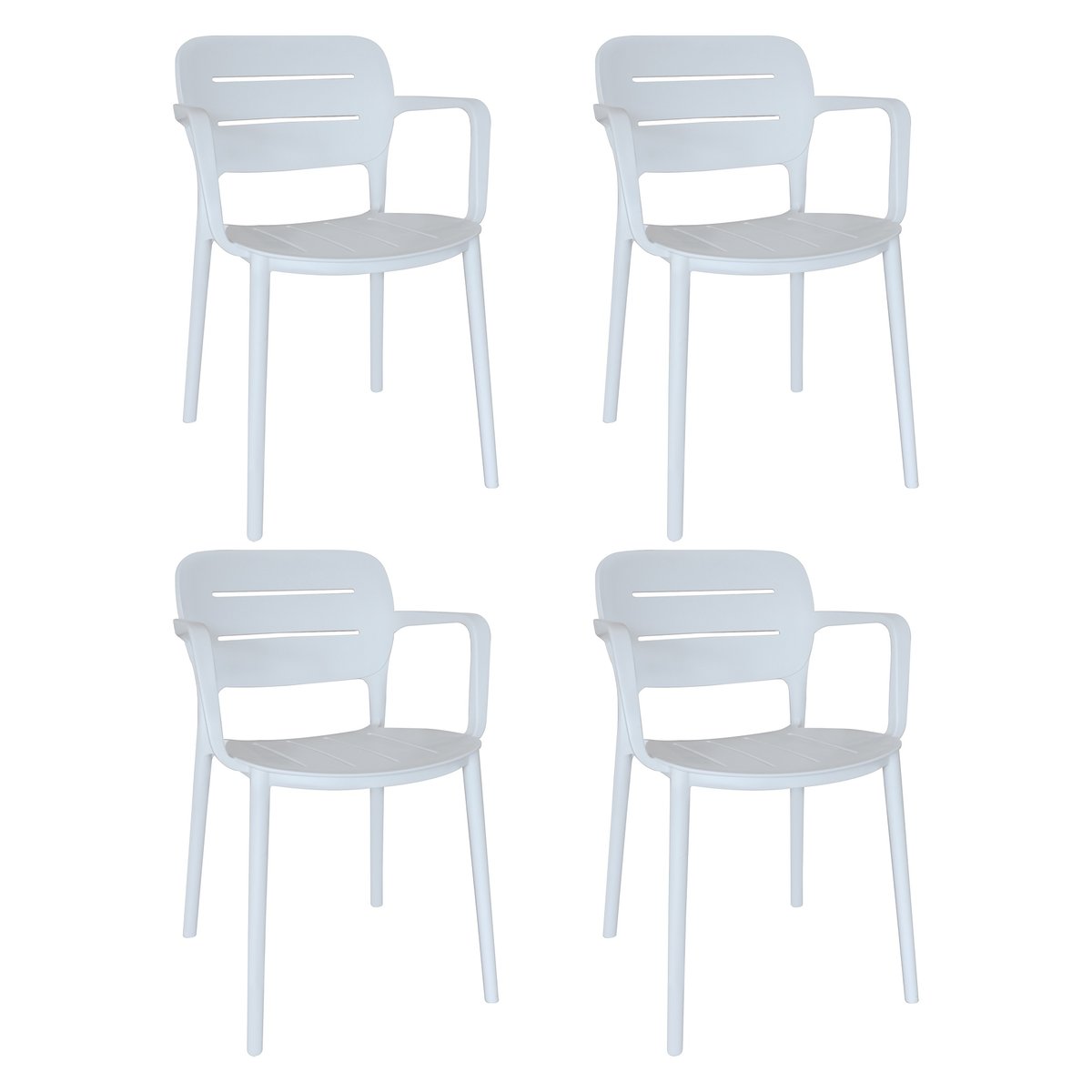 Lot de 4 fauteuils de table en polypropylène, SUNSET blanc, NOW'S HOME