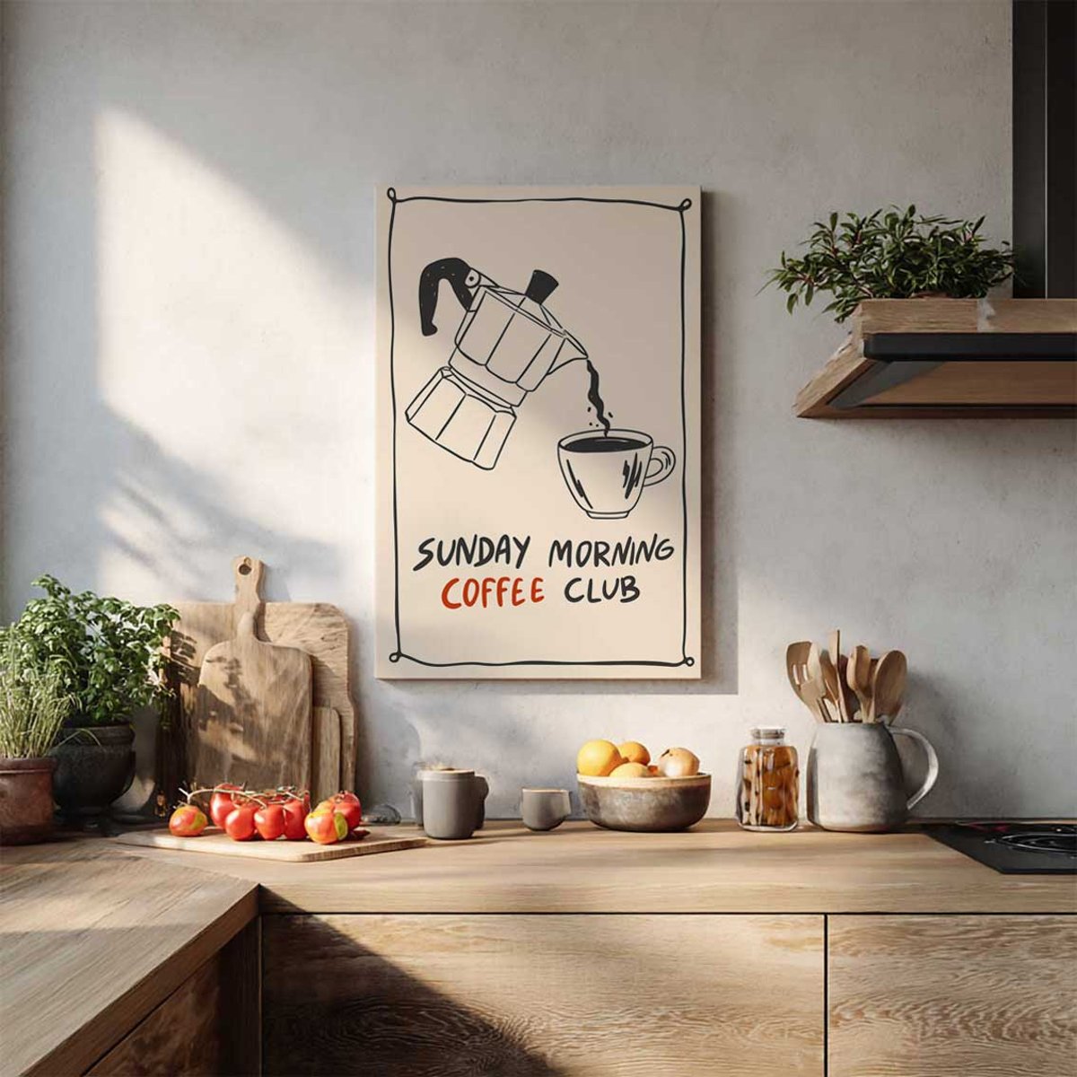Tableau Sunday Morning Coffee Club toile imprimée, HEXOA